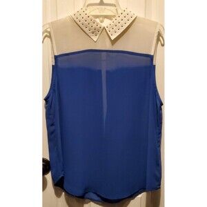 Rebellious One Sleeveless Studded Collar Blouse | Juniors XL | Edgy Sheer Preppy
